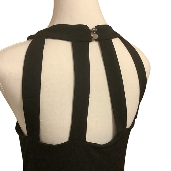 LE CHATEAU BLACK FLORAL PRINT/ HALTER NECK MIDI DRESS/ Size M - Picture 5 of 12